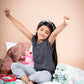 Pyjama Sets for girls in Carbon grey printed T shirt and grey  Pyjama