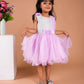 Mild Purple Frock With Silver Embelishes and Flower Embeded