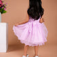 Mild Purple Frock With Silver Embelishes and Flower Embeded