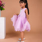 Mild Purple Frock With Silver Embelishes and Flower Embeded
