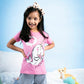 Girls Pyjama Set in Baby pink colour with Cartoon Print