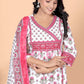 Kuruvi White Floral A-Line Kurta Set with Duppata pockets and palazzo pants