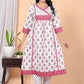 Kuruvi White Floral A-Line Kurta Set with Duppata pockets and palazzo pants