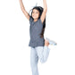 Pyjama Sets for girls in Carbon grey printed T shirt and grey  Pyjama
