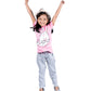 Girls Pyjama Set in Baby pink colour with Cartoon Print