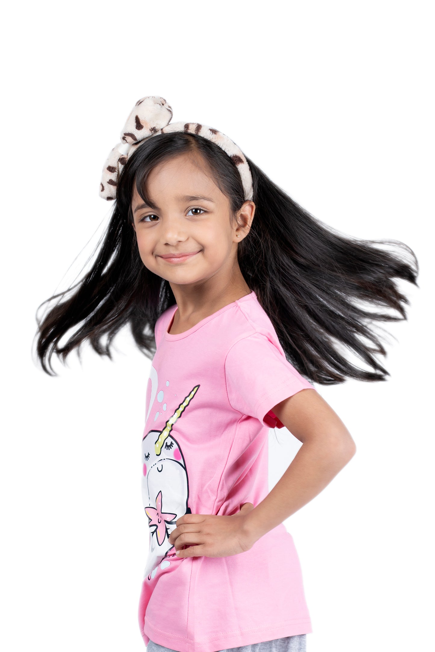 Girls Pyjama Set in Baby pink colour with Cartoon Print