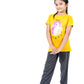 Girls Pyjama Set in Mustard yellow and dark Grey colour with unicorn print
