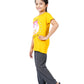 Girls Pyjama Set in Mustard yellow and dark Grey colour with unicorn print