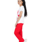 Girls Pyjama Sets in White and Red colour with floral Cycle Prints