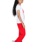Girls Pyjama Sets in White and Red colour with floral Cycle Prints