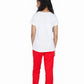 Girls Pyjama Sets in White and Red colour with floral Cycle Prints